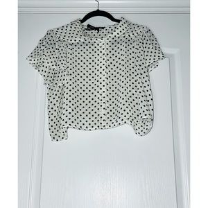 PreLoved Black and White Polka Dot Blouse Size Large Ali & Kris Great Condition